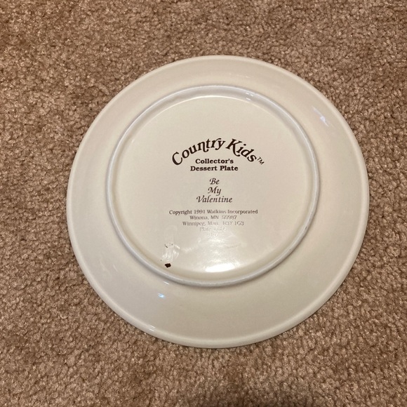 Vtg 1991 Watkins Country Kids Be My Valentine Collectors Dessert Plate - Picture 2 of 2